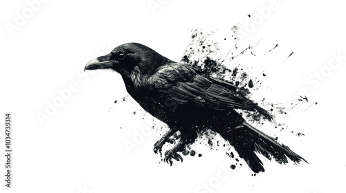 A silhouette of a crow and a raven against a white background, showcasing the beauty of black birds in nature