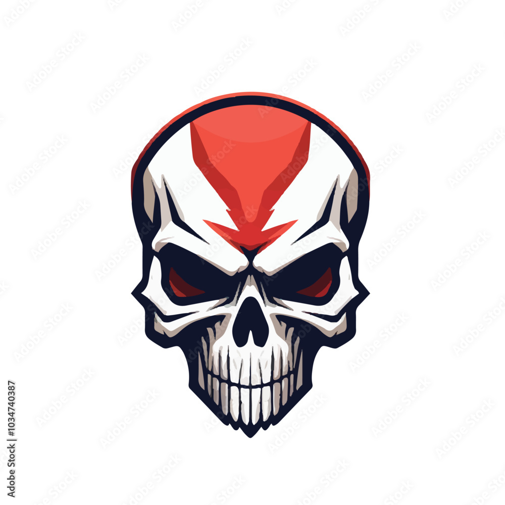 Fototapeta premium Minimalist Skull Esport Logo Design Tricolor White Background