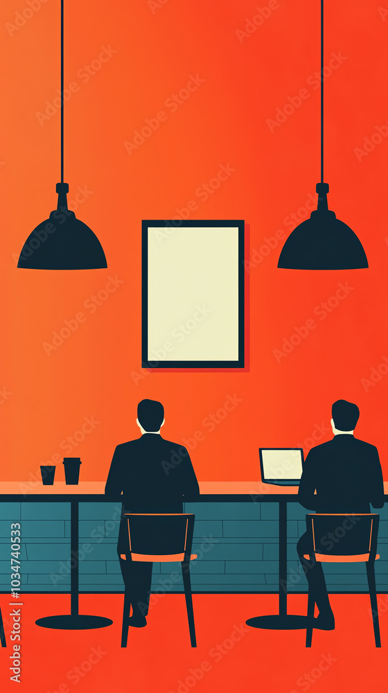 Two people working in a modern office space Two people working in a modern office space