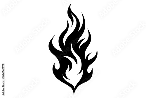 Fire tattoo tribal design sketch | isolated vector silhouette illustration on white background