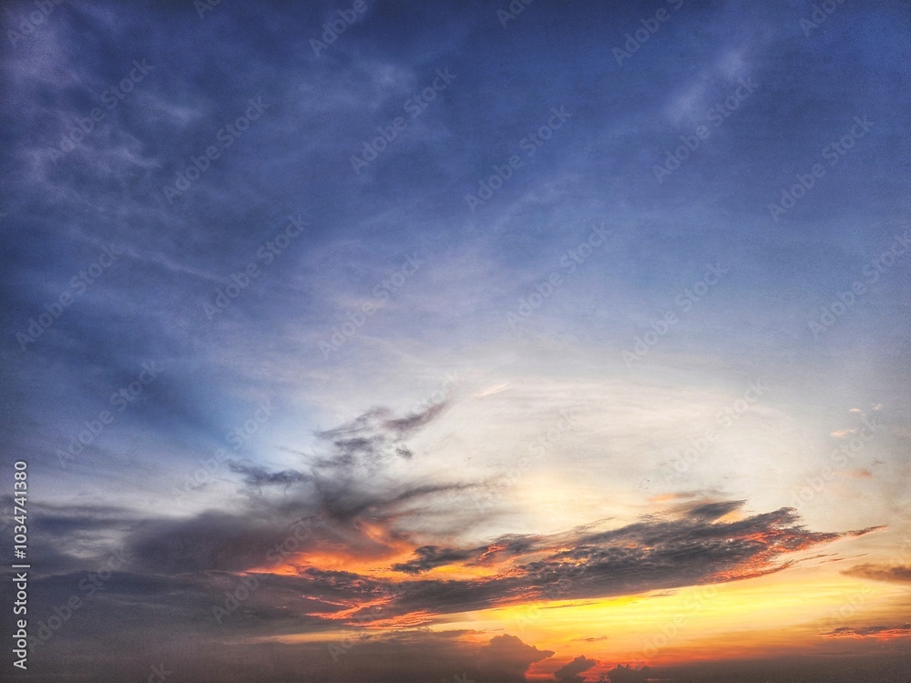 Landscape of yellow clouds on sky