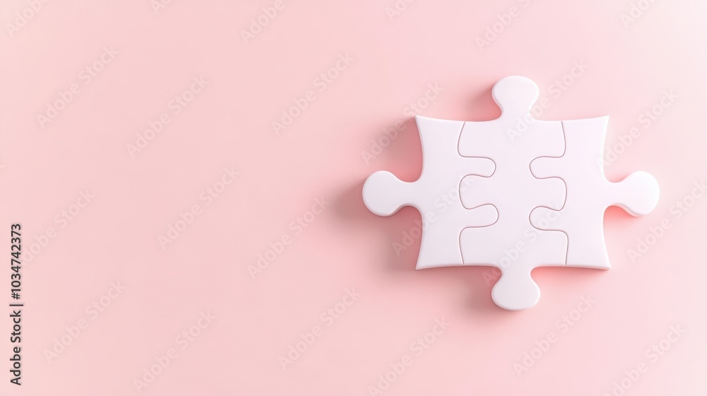 Single white puzzle piece on a soft pink background, symbolizing problem-solving and connections. Single white puzzle piece on a soft pink background, symbolizing problem-solving and connections.