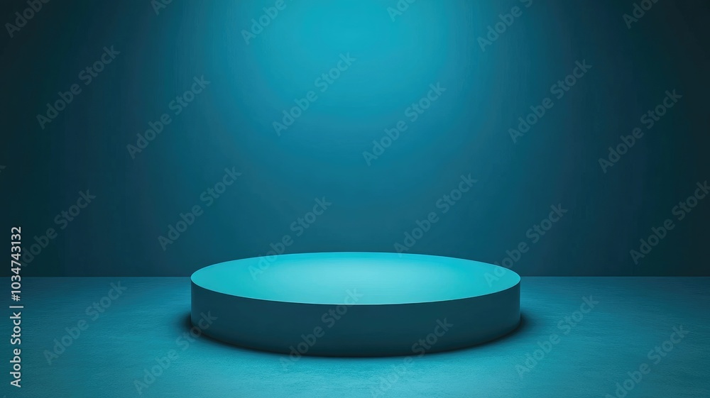 A Circular Pedestal Against a Teal Background A Circular Pedestal Against a Teal Background