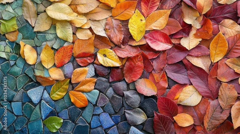 Autumn Leaves on a Mosaic Autumn Leaves on a Mosaic