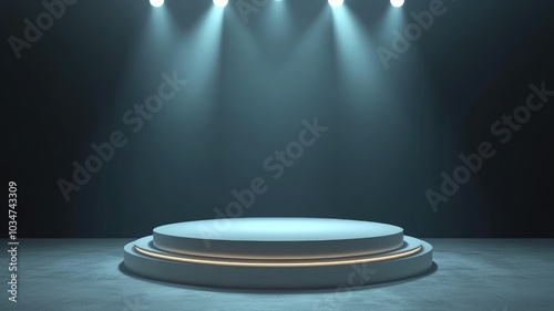 A Circular Platform Illuminated by Spotlights