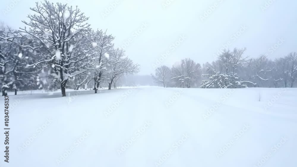 A serene winter scene of a snow-covered forest with pine trees blanketed in fresh snow under a cloudy sky. A serene winter scene of a snow-covered forest with pine trees blanketed in fresh snow under a cloudy sky.