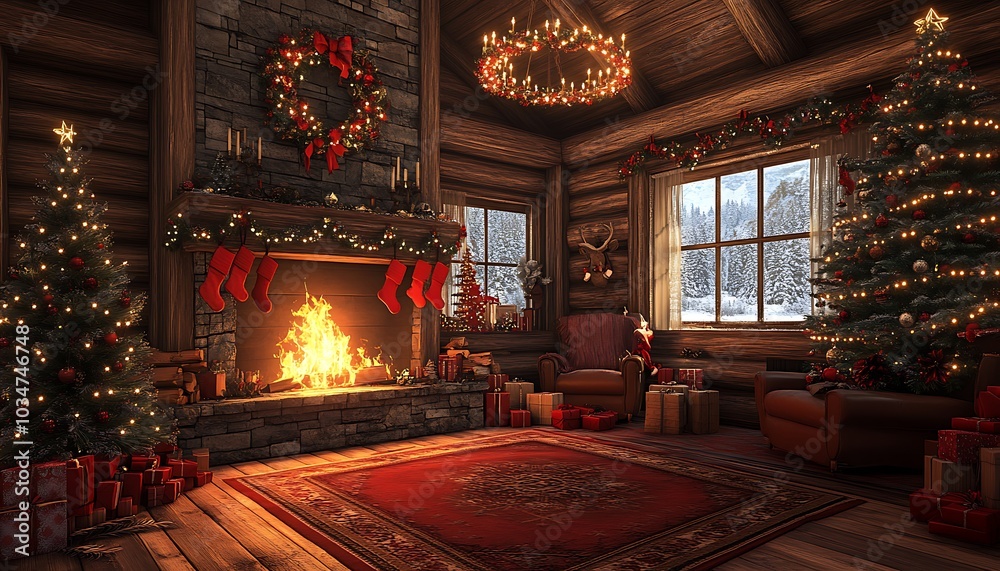 fireplace with christmas decorations