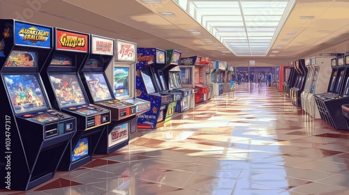 Wallpaper Mural Retro Arcade Game Machines Row  Empty Arcade Interior  Classic Video Games Torontodigital.ca