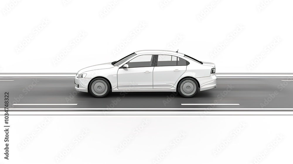 Fototapeta premium A Traffic Car on White Background - a dynamic and eye-catching visual. The traffic car on a pure white backdrop creates an engaging and appealing scene.