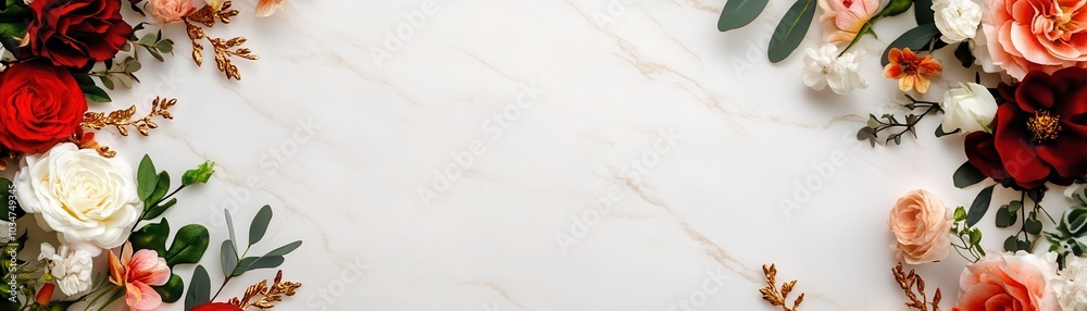Obraz premium Elegant floral arrangement on marble background