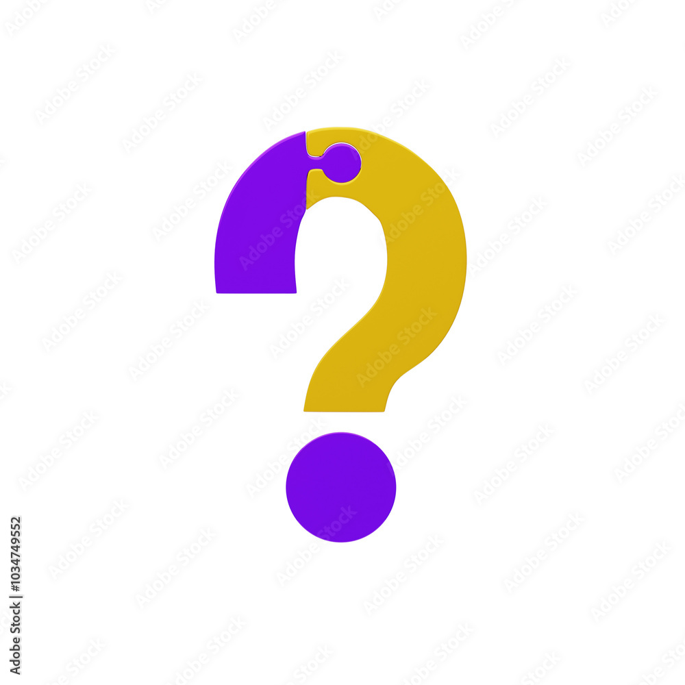 3D Colorful Puzzle Piece Letter Question Mark. 3D Icon 3D Colorful Puzzle Piece Letter Question Mark. 3D Icon