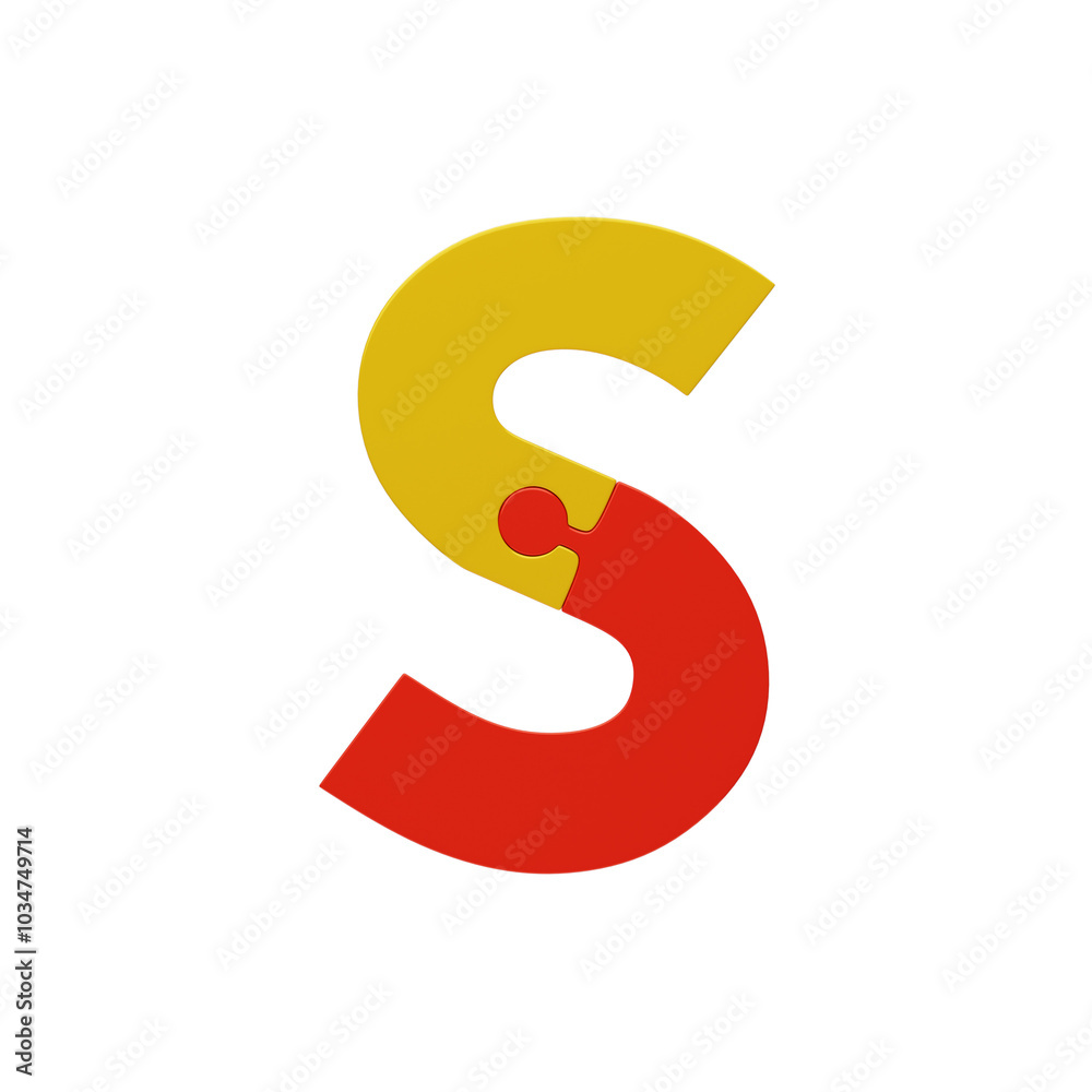 3D Colorful Puzzle Piece Letter S. 3D Icon 3D Colorful Puzzle Piece Letter S. 3D Icon