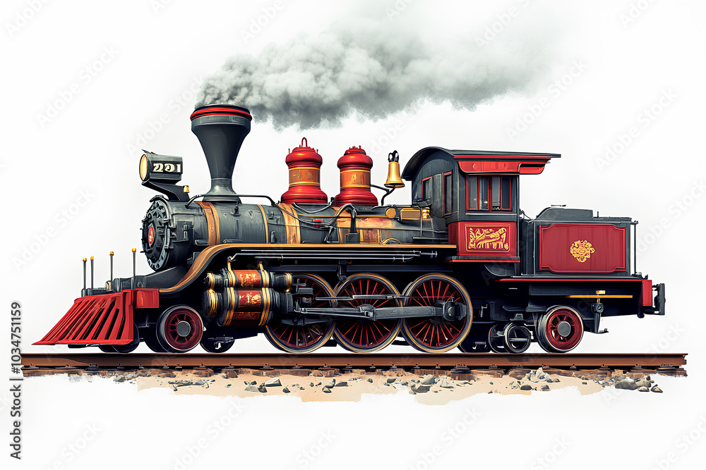 Obraz premium train locomotive vehicle railway 3d icon