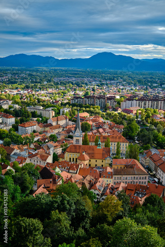 The city of Ljubljana from the top of the castle