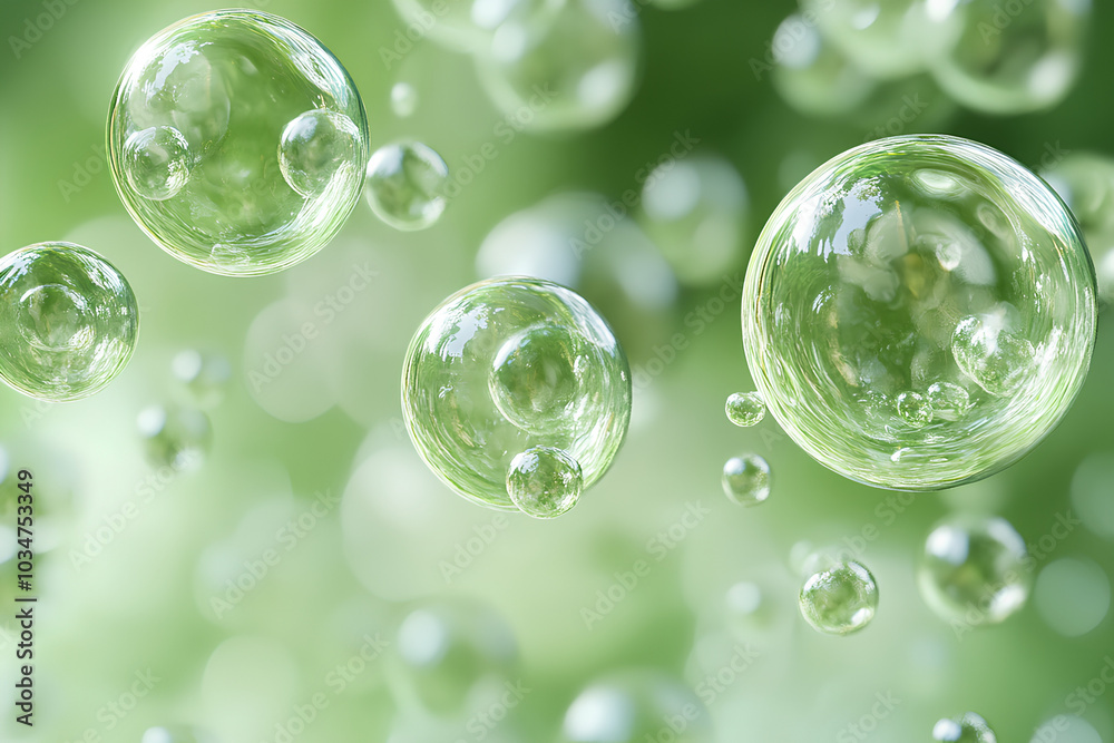 Transparent green bubbles background, 3d rendering Transparent green bubbles background, 3d rendering