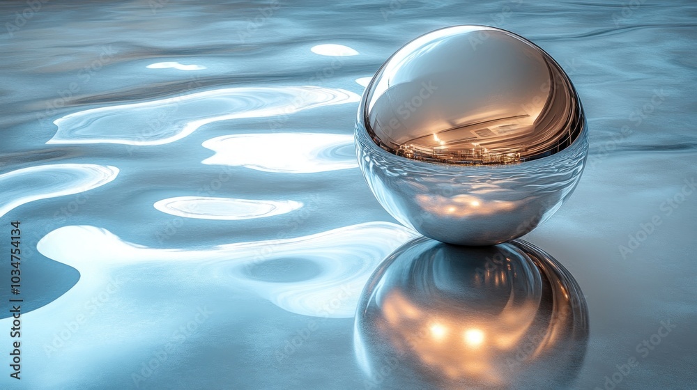 Metallic Sphere Reflection on Water Metallic Sphere Reflection on Water