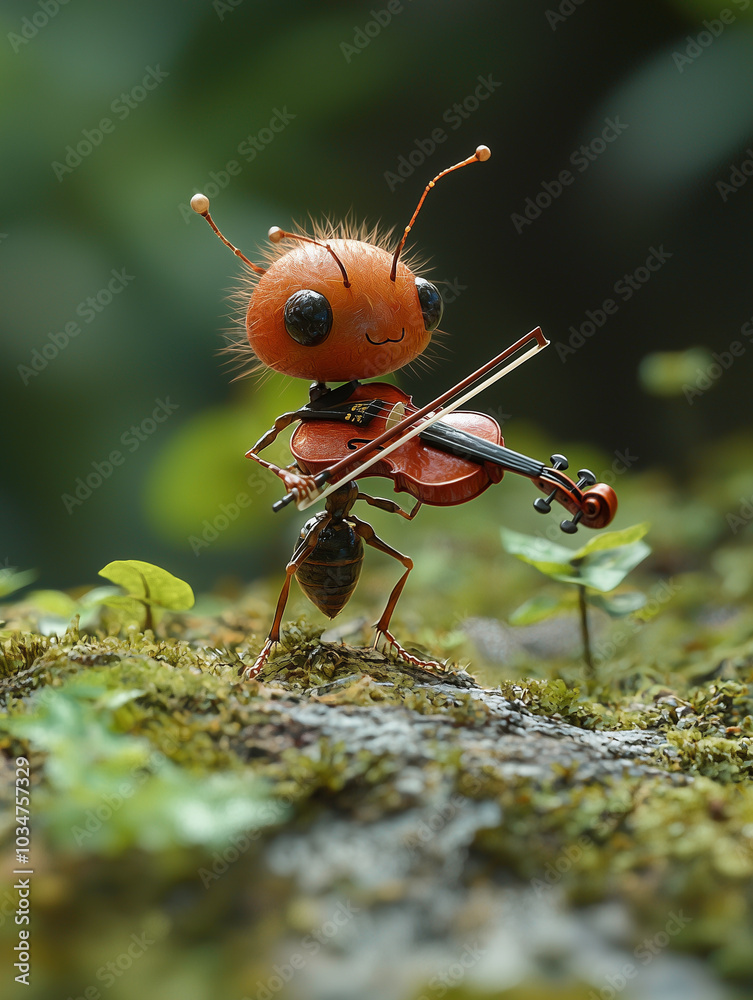 A red ant playing the world's smallest violin. A red ant playing the world's smallest violin.