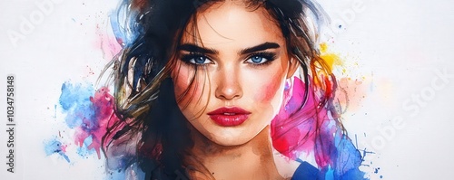 Mesmerizing Watercolor Portrait with Vibrant Colors