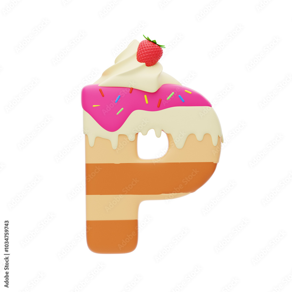 Dessert 3D Alphabet P. 3D Icon Dessert 3D Alphabet P. 3D Icon