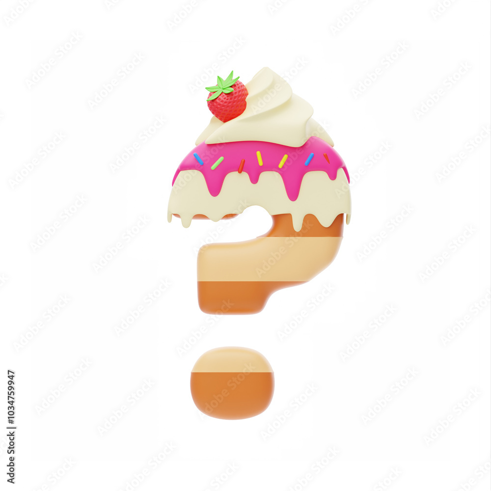 Dessert 3D Letter Question Mark Symbol. 3D Icon Dessert 3D Letter Question Mark Symbol. 3D Icon