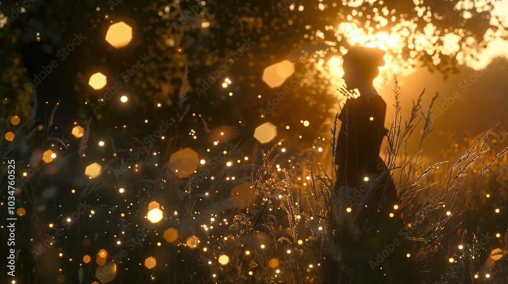 Silhouette of a Person in a Field of Golden Light Silhouette of a Person in a Field of Golden Light