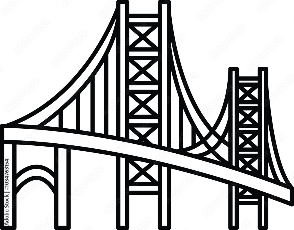 Fototapeta premium A bridge with lines In the style of colored lines