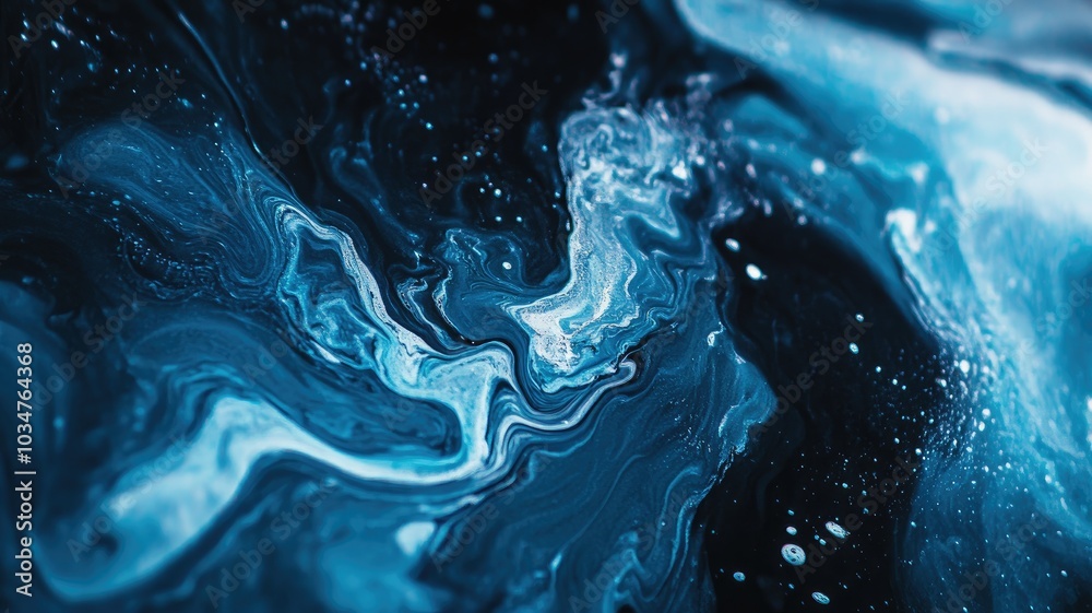 Abstract Swirling Blue and White Liquid with Glitter Abstract Swirling Blue and White Liquid with Glitter