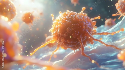 Cg render of t-cells or cancer cells.  photo