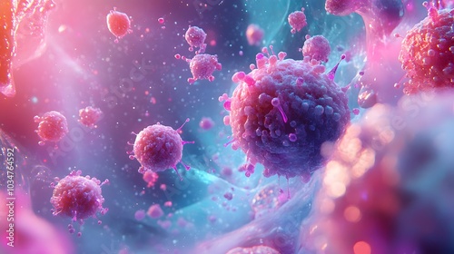 Cg render of t-cells or cancer cells.  photo