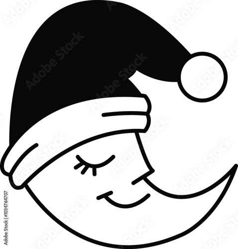 A cartoonish drawing of a smiling face with a hat and scarf