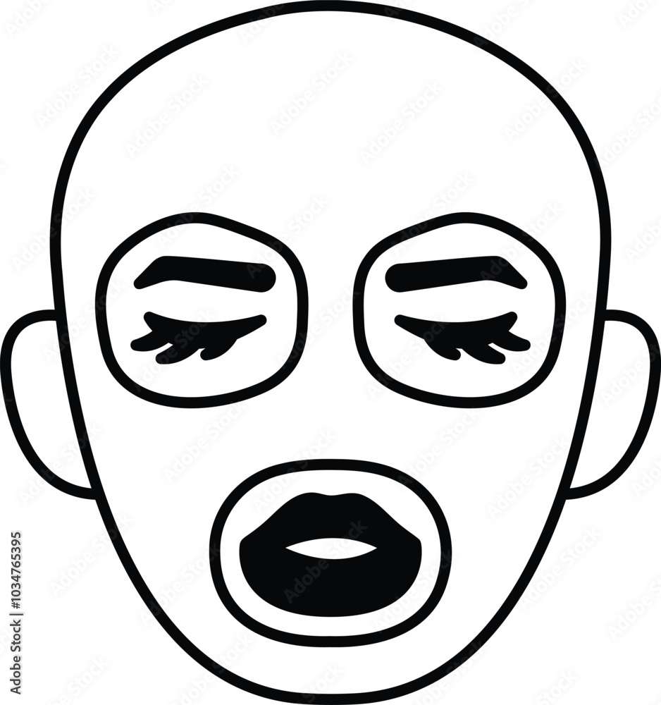 A cartoon face with eyes and a mask A cartoon face with eyes and a mask
