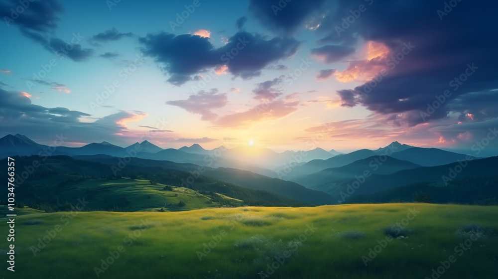 sunset over the mountains