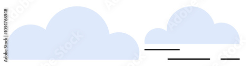 Light blue clouds with slight wind movement indicated by black lines Ideal for weather, nature, sky, simplicity, minimalism