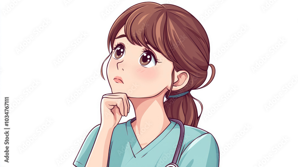 Young female nurse, cute style, cartoon pattern illustration Young female nurse, cute style, cartoon pattern illustration