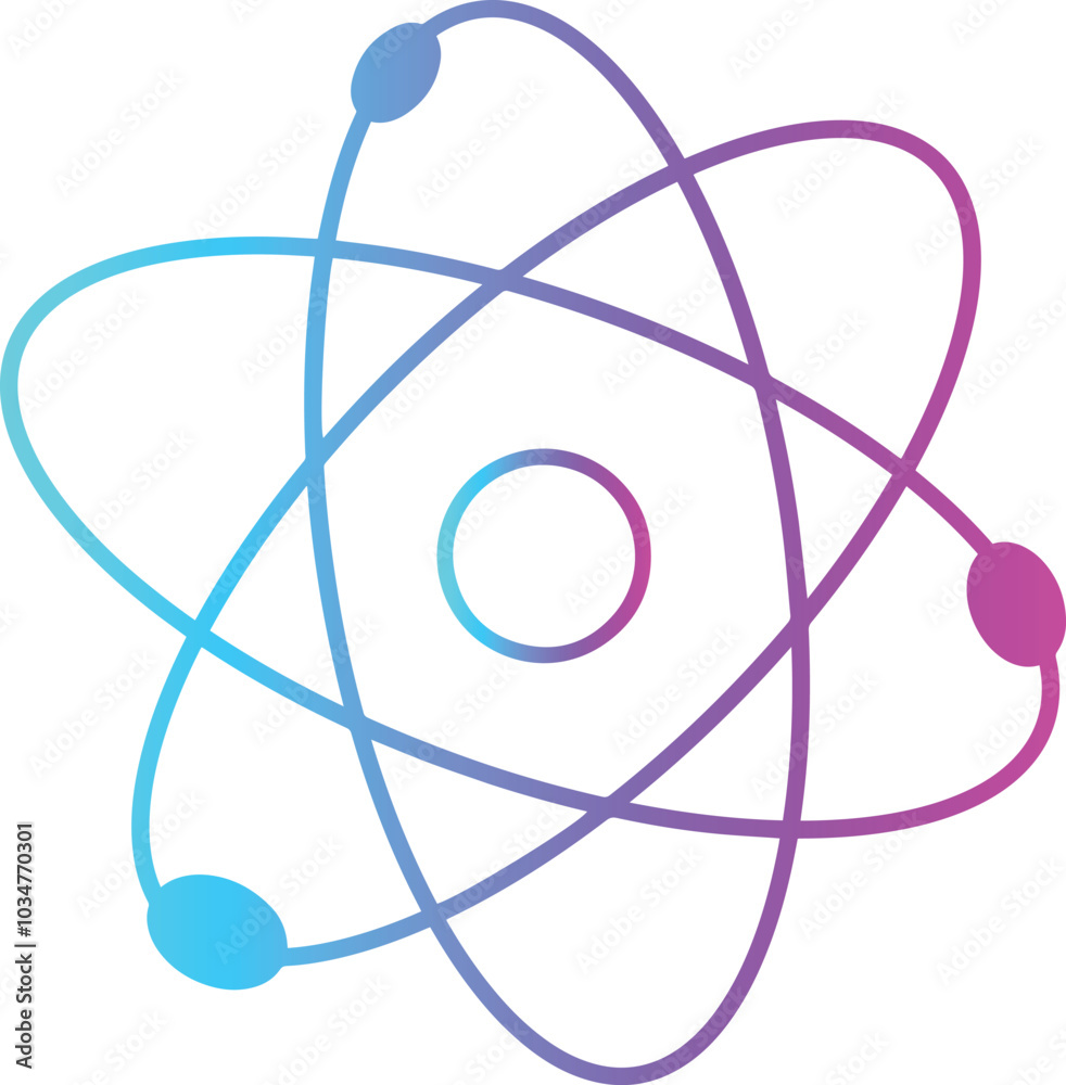 Atom icon isolated on white background. Atomic structure model consists of proton, neuron, and electron orbiting the nucleus. Science and Research Concept Element Atom icon isolated on white background. Atomic structure model consists of proton, neuron, and electron orbiting the nucleus. Science and Research Concept Element