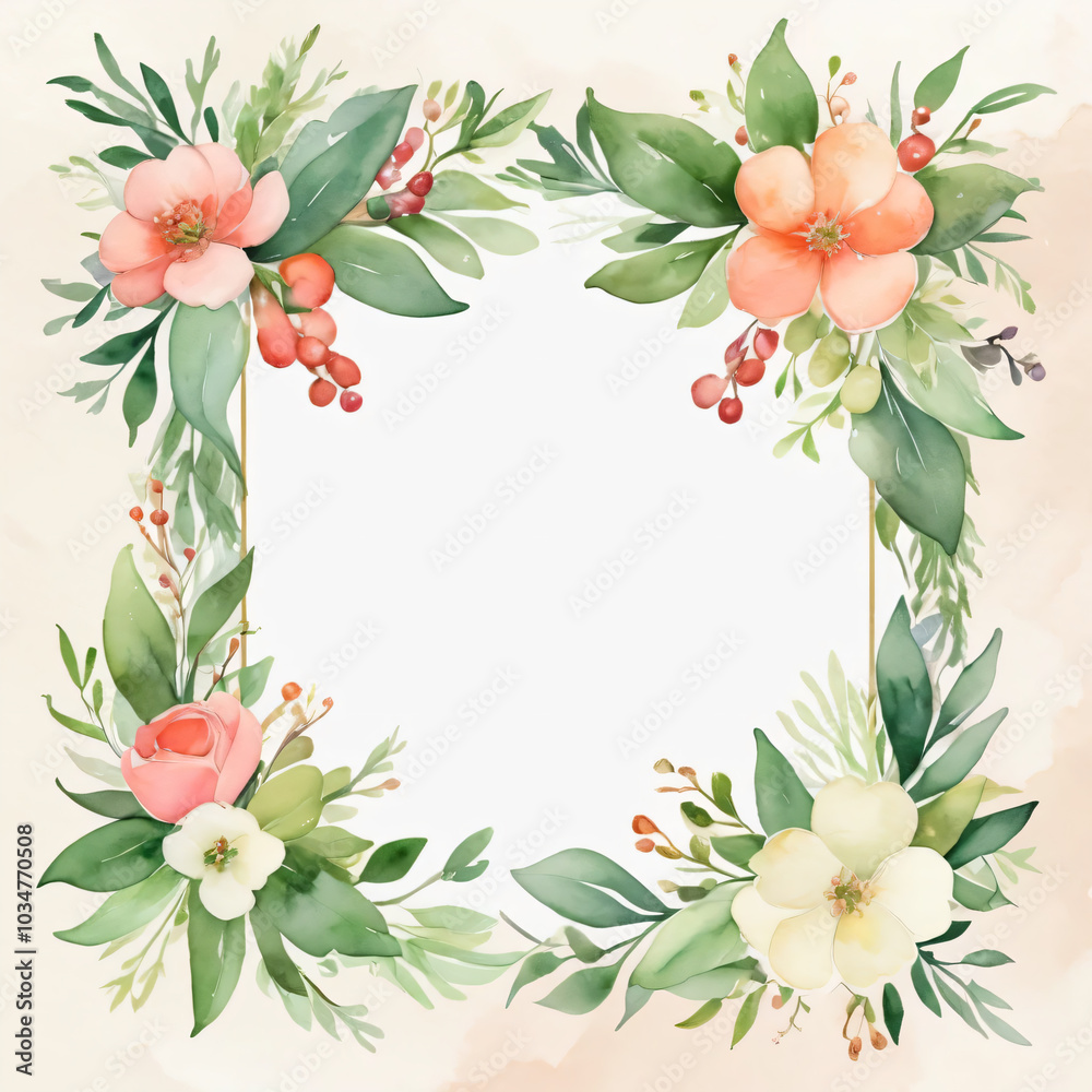 Elegant wedding invitation with soft watercolor flowers. Elegant wedding invitation with soft watercolor flowers.