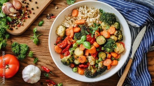 Colorful Veggie Bowl with Fresh Ingredients