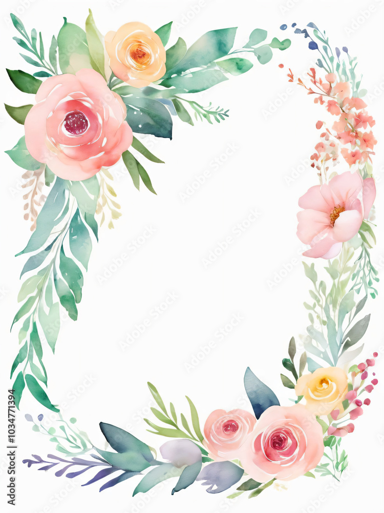Elegant wedding invitation with soft watercolor flowers.