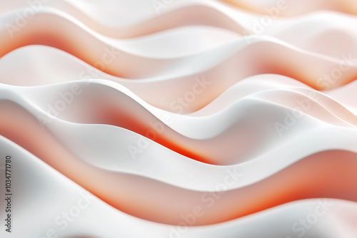 Abstract 3D Rendering of Smooth Waves on White Background for Futuristic Design Posters and Banners