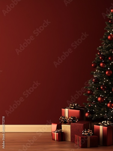 christmas illustration background with gift box : Generative AI photo