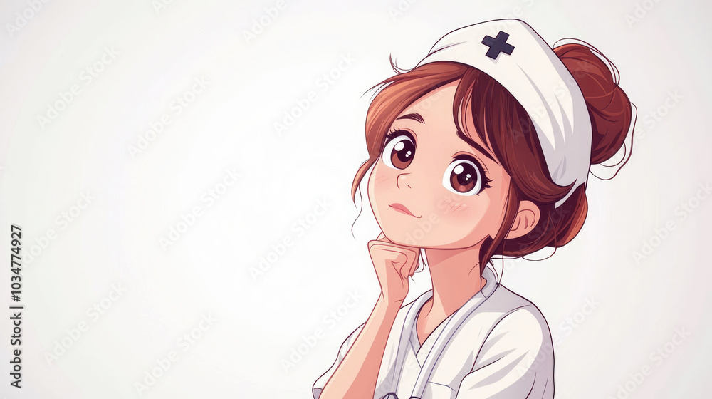 Young female nurse, cute style, cartoon pattern illustration Young female nurse, cute style, cartoon pattern illustration