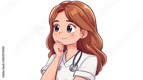 Young female nurse, cute style, cartoon pattern illustration