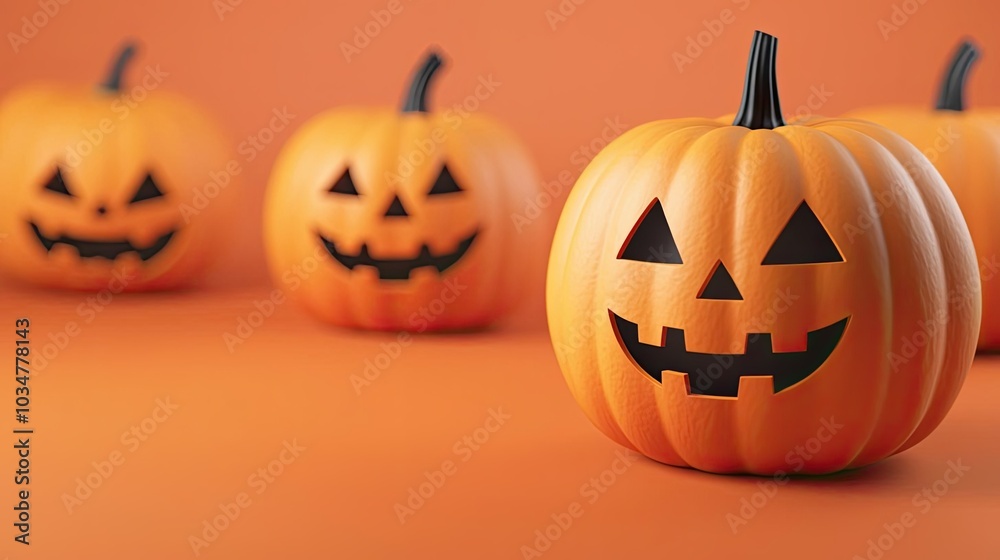 Halloween pumpkins on orange background Halloween pumpkins on orange background