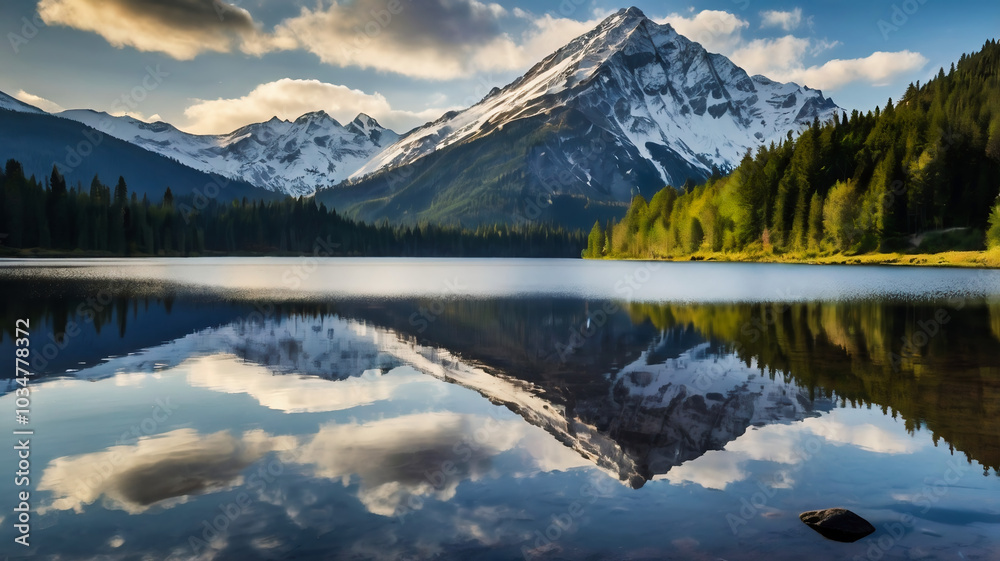 Obraz premium Morning view of a lake in the mountains