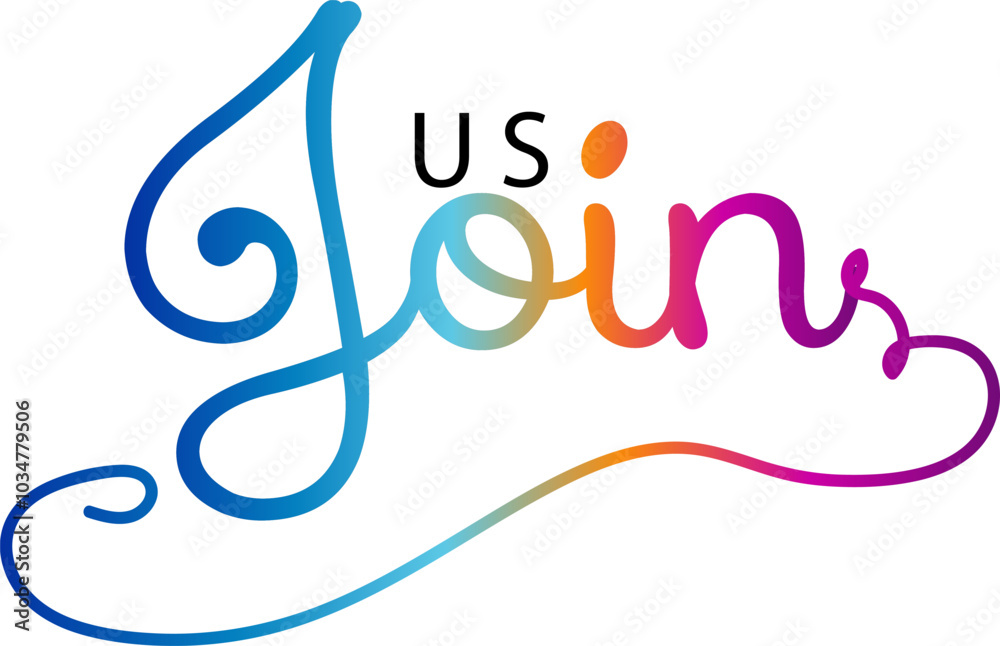 join us text, Join us. Modern calligraphy. Handwritten text, gradient text vector join us text, Join us. Modern calligraphy. Handwritten text, gradient text vector