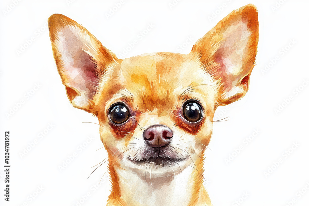A cute, artistic representation of a Chihuahua with large expressive eyes and characteristic ears, showcasing its playful personality. A cute, artistic representation of a Chihuahua with large expressive eyes and characteristic ears, showcasing its playful personality.