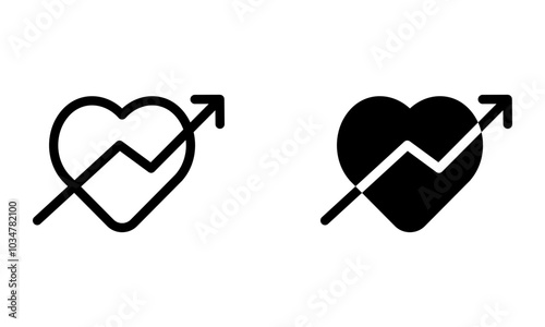 heart shape with arrow up icon vector