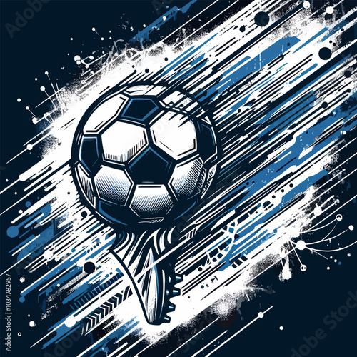 Soccer Ball with Blue Energy Streaks T-shirt Design