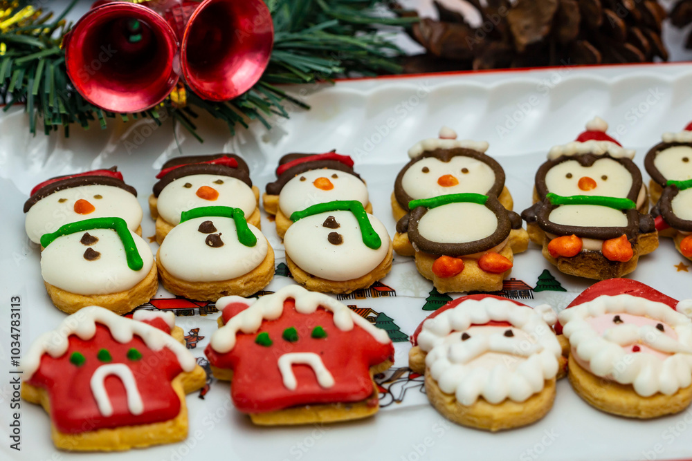 Christmas cakes with various shapes and bright colors, Christmas cakes with various shapes and bright colors,