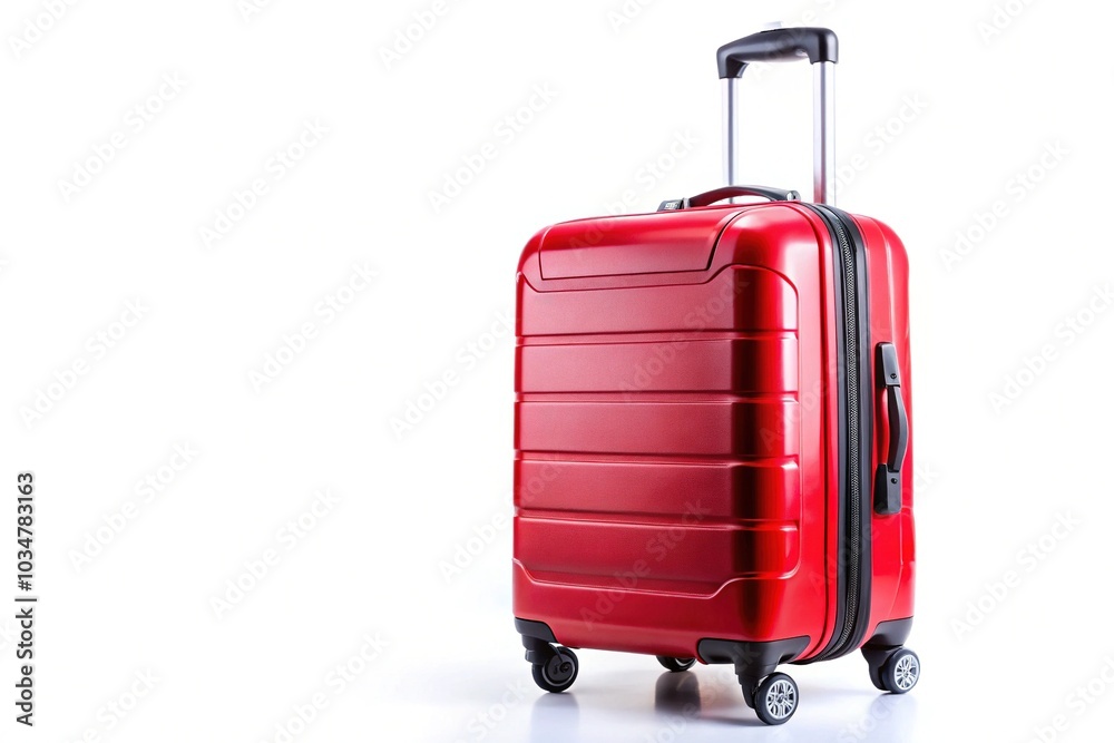 Red Suitcase on Wheels with Ample Copy Space Red Suitcase on Wheels with Ample Copy Space